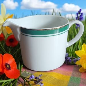 VTG PHILIP KINGSLEY CLASSICS EMERALD CREAMER PITCHER PORCELAIN GOLD GREEN